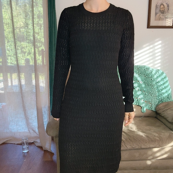 Gap Wool Blend Long Sleeve Knit Midi Dress Size Medium - Picture 1 of 9